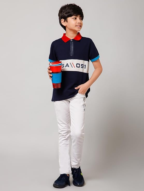 Alan Jones Clothing Boy's Cotton Regular Fit Polo T-Shirt