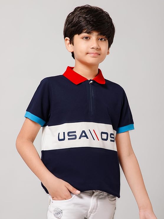 Alan Jones Clothing Boy's Cotton Regular Fit Polo T-Shirt