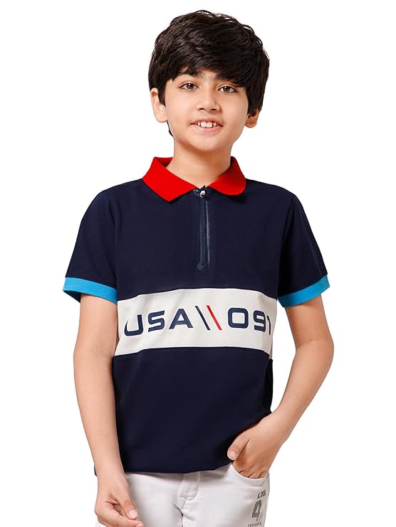 Alan Jones Clothing Boy's Cotton Regular Fit Polo T-Shirt